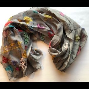 Moschino Cheap & Chic Silk Scarf 26x70 Heart Explosion EUC